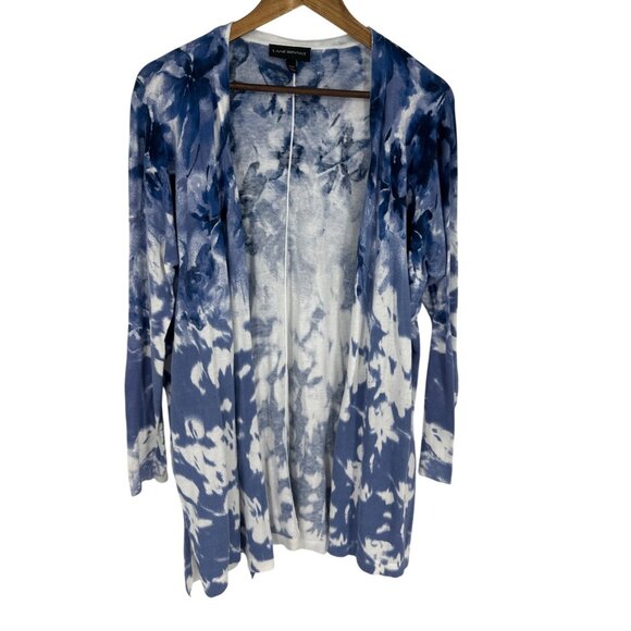 Lane Bryant Blue & White Tie-Dye Open-Front Lightweight Cardigan Size 14/16 - Picture 1 of 8